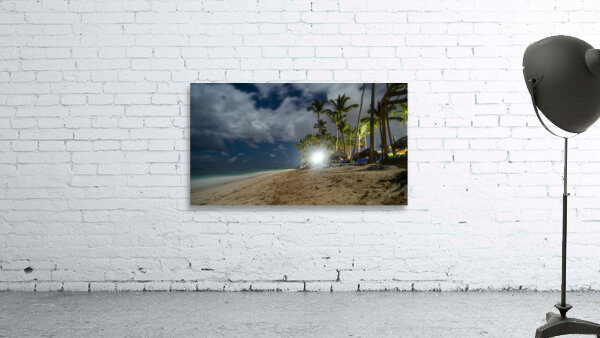 Resort beach at night Wall Preview