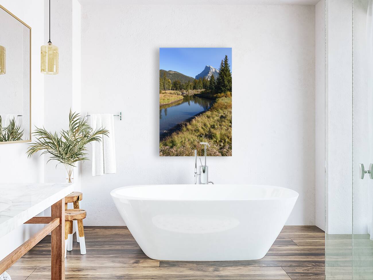 Banff Bow River mountains 2-5 Reproduction