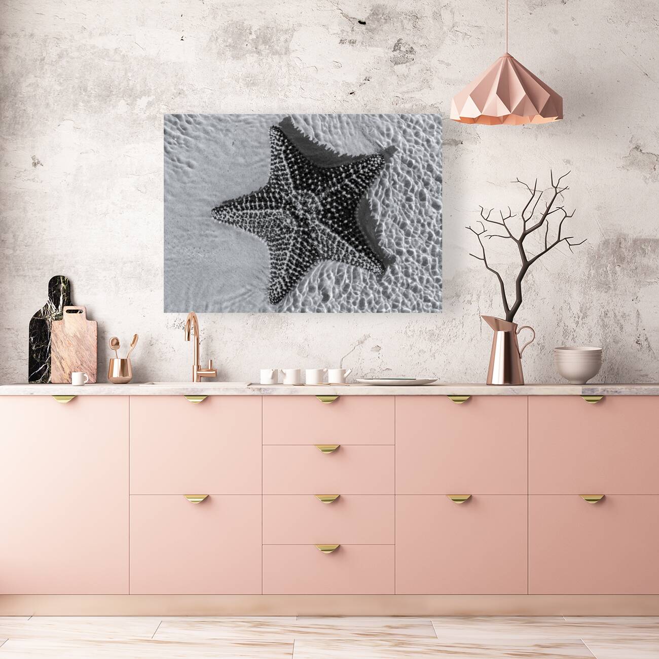 Giant starfish in black and white Reproduction