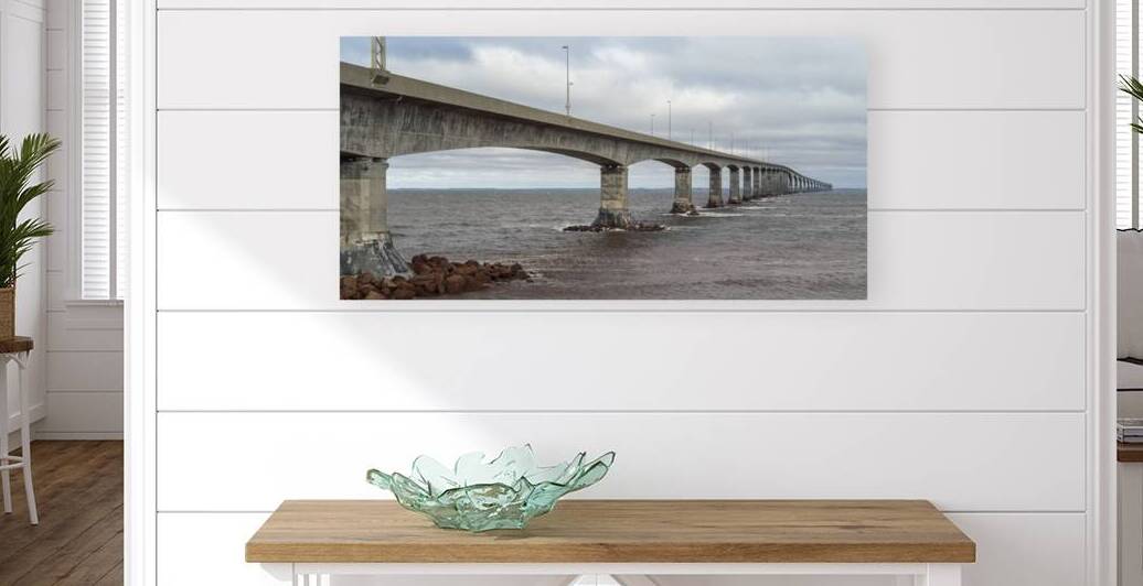 Confederation bridge wide view cloudy by Justin Richard Batten