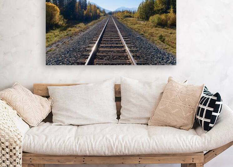 Banff Train tracks with sun 2 by Justin Richard Batten