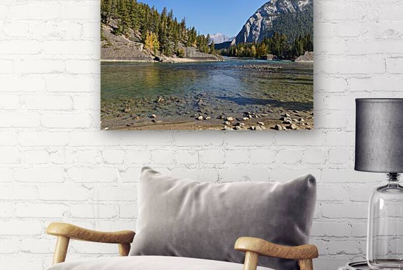 Banff Bow River shore and mountains by Justin Richard Batten