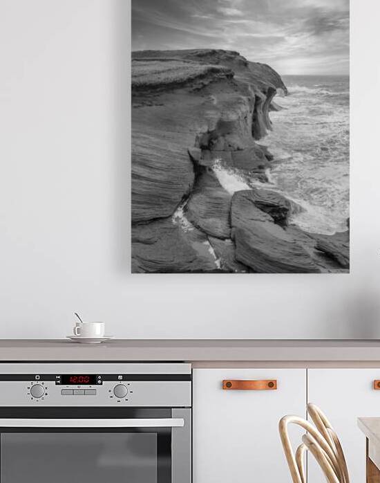 Iles De La Madeleine cliffs black and white by Justin Richard Batten