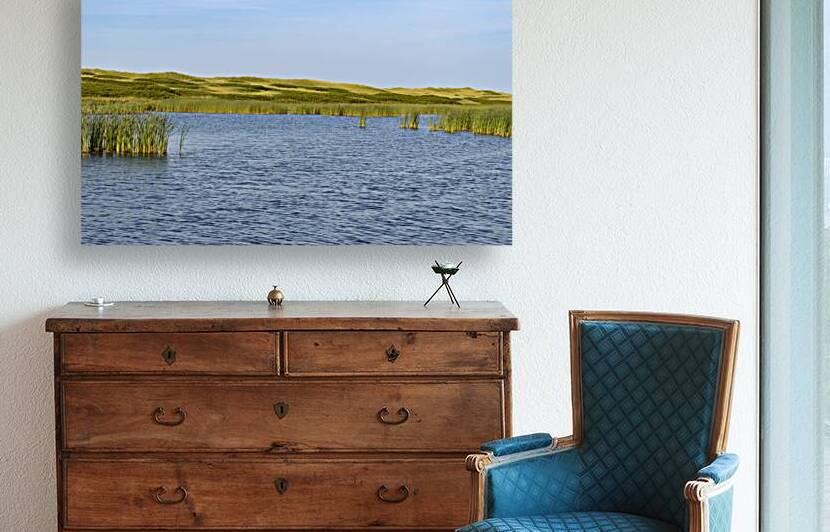 Greenwich grass dune on sky background by Justin Richard Batten