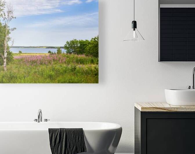 Prince Edward Island field view with ocean by Justin Richard Batten