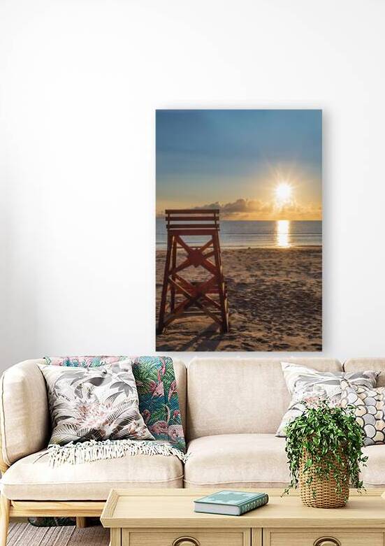 Lifeguard chair with early morning PEI beach sunrise. by Justin Richard Batten
