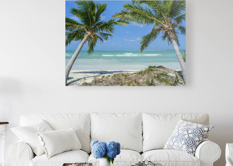 Cuban beach with 2 palmtrees by Justin Richard Batten
