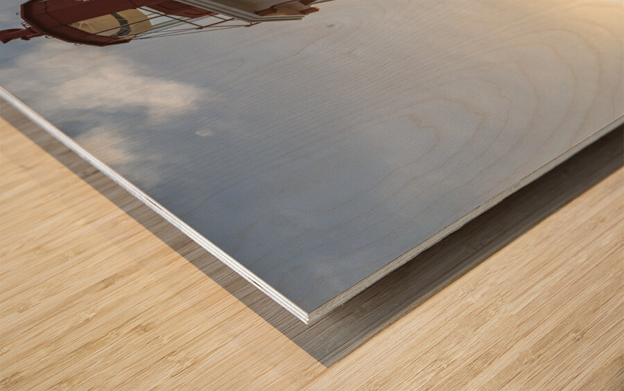 Panmure island Lighthouse Sunrise Wood print